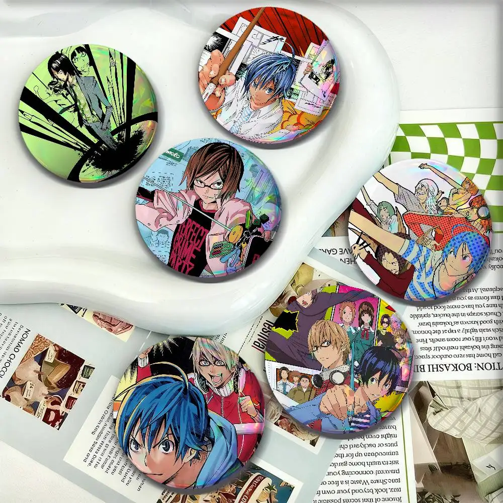 Anime BAKUMAN For Badge Personalized Custom Laser Reflective Badge Hologram Metal Enamel Pin Brooch Souvenir Gift