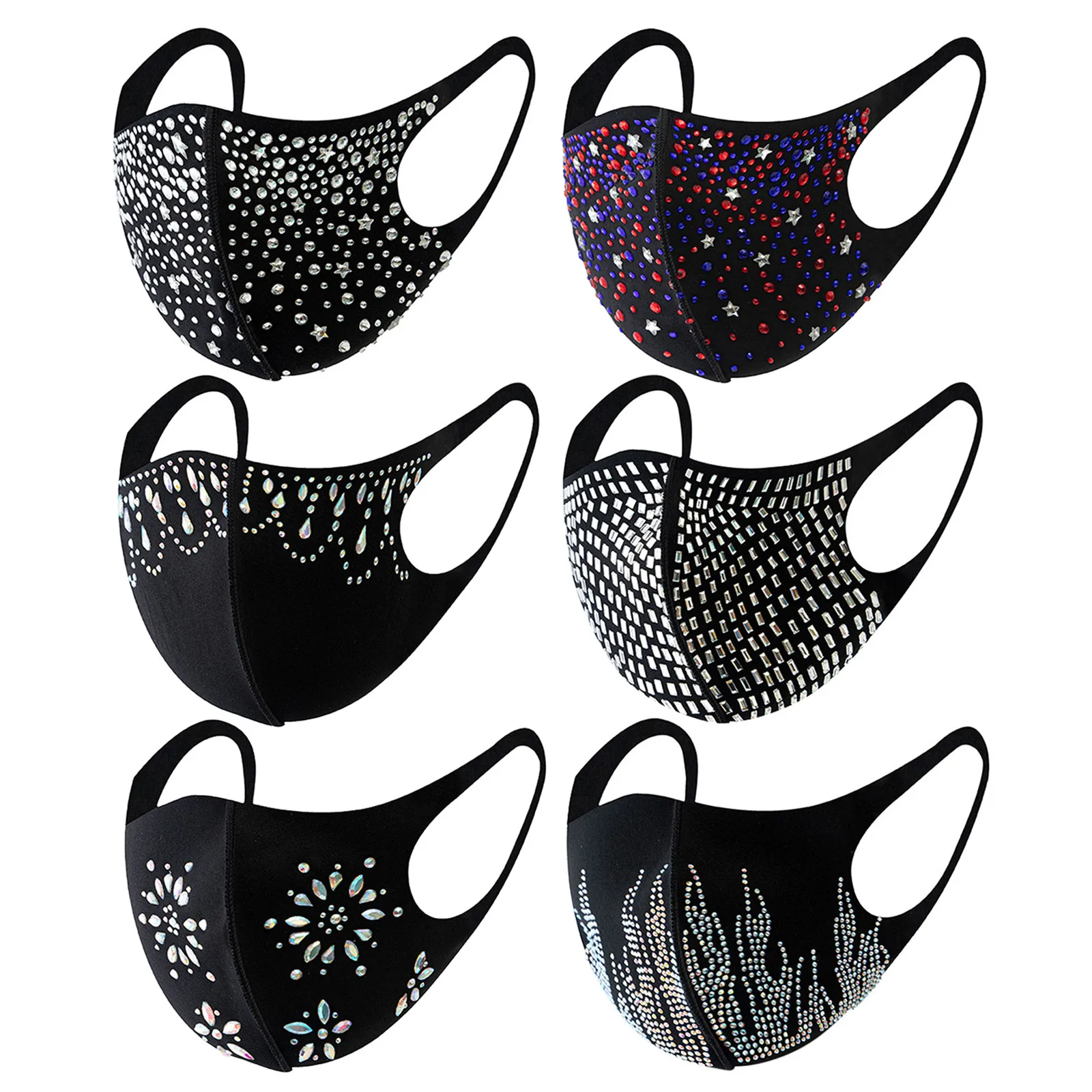 قناع تنكري نسائي مع كرة مائية ملونة بلورية ماسية معدنية ذهبية ، 6 #6