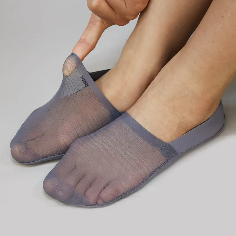 1/5pairs Men Boat Socks Invisible No Show Socks Breathable Mesh Cotton Bottom Anti Slip Thin Low Cut Male Shoes Liner Hosiery