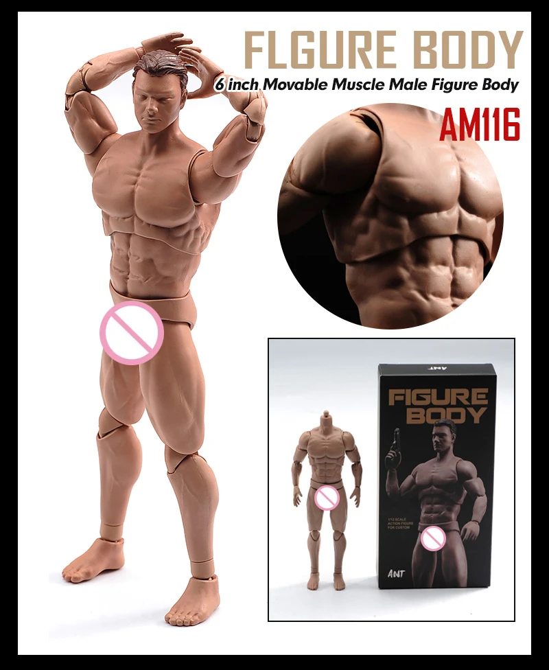 ANT AM116 1/12 Ultra-flexible Man Super Strong Muscle Joint Body With Head And Handgun Model Fit 6"Male Action Figure Dolls Toys view 3