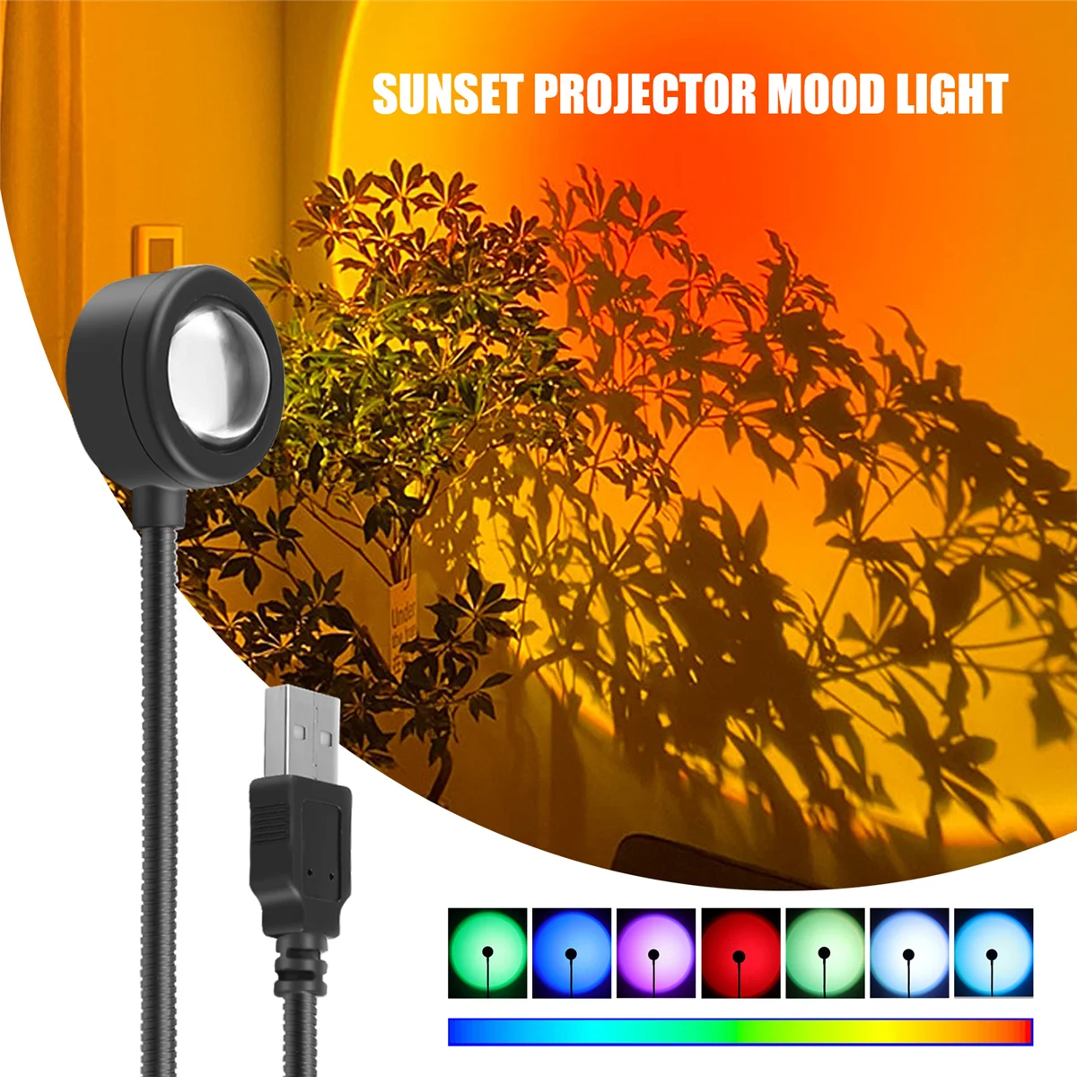 LED USB Sunset Lamp Night Light Projector Birthday Party Decoration Portable Mood Light for Bedroom Living ,Sunset