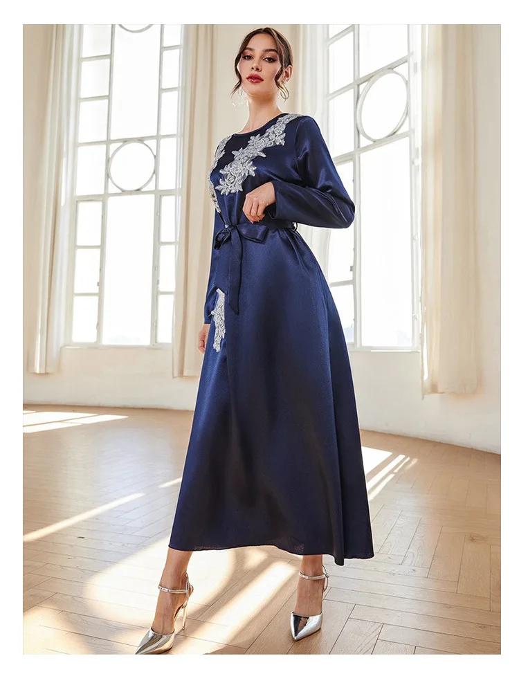 

Satin Jalabiya Caftan Muslim Party Women Party Maxi Dresses Dubai Arab Middle East Abaya Dress Ramadan Clothing Abayas Kaftan