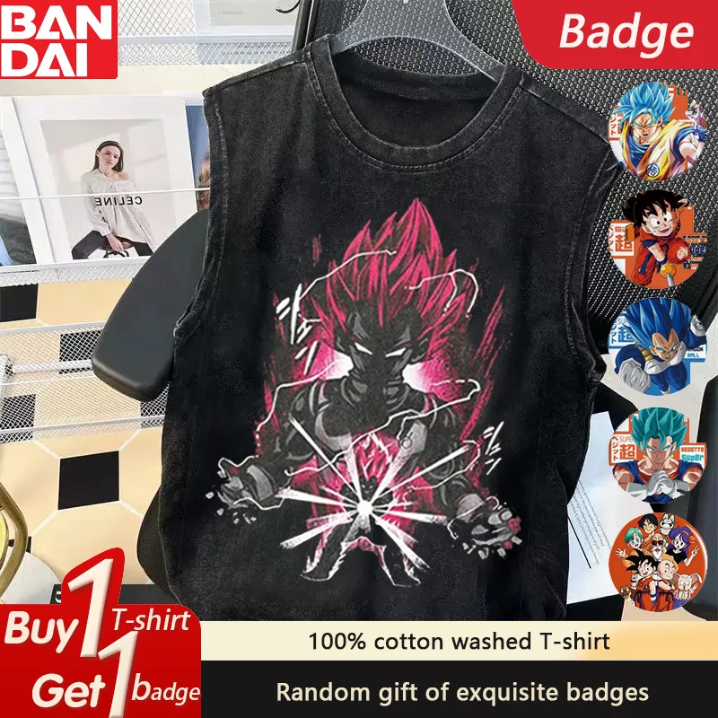 

Dragon Ball Anime Saiyan Prince Vegeta IV Printed Washed Tank Top Summer New Men's and Women's Large Casual Harajuku Sleeveless