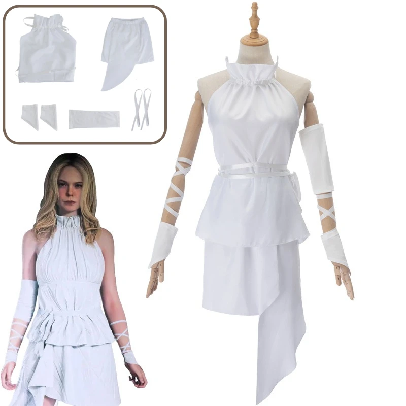

Game Death Stranding Cos Outfit Halloween Arknights Cosplay Pure White Halter Self-Tie Dress Complete Role-Play Costume Set