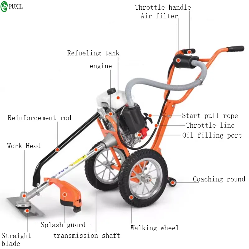 Portable Weeding Machine Hand-push Weeder Grass Trimmer Tiller CS-160 2-stroke 52CC Host With Weeding Wheel 1.9KW 2.5 Horsepower