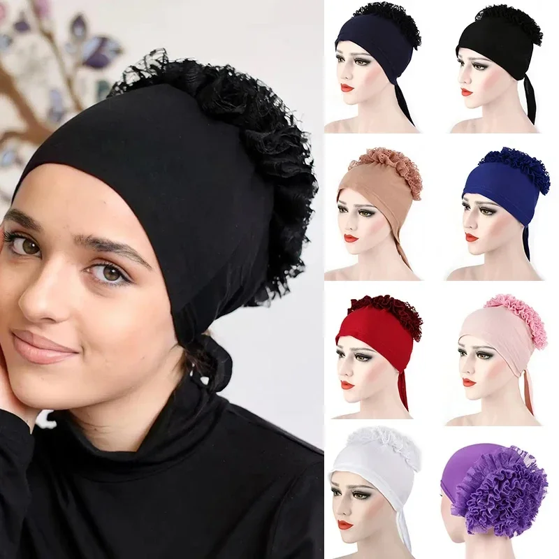 

2024 New Muslim Fashion Women Hijab Scarf Stretch Turban Bonnet Tie Back Volumizer Underscarf Headband Indian Wrap Headwrap