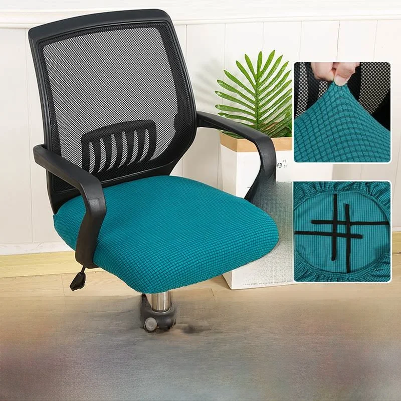 Universal Waterproof Elastic Office Chair Cover Cushion Protector Simple Leather Style Computer Chair Slipcover Polyester