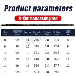 قضيب صيد تلسكوبي عالي الجودة 8 م / 9 م / 10 م / 11 م / 12 م / 13 م سوبر خفيفة طويلة صلبة عالية من ألياف الكربون أعلى 9 مبيعات 8 متر قضيب تلسكوبي - No7