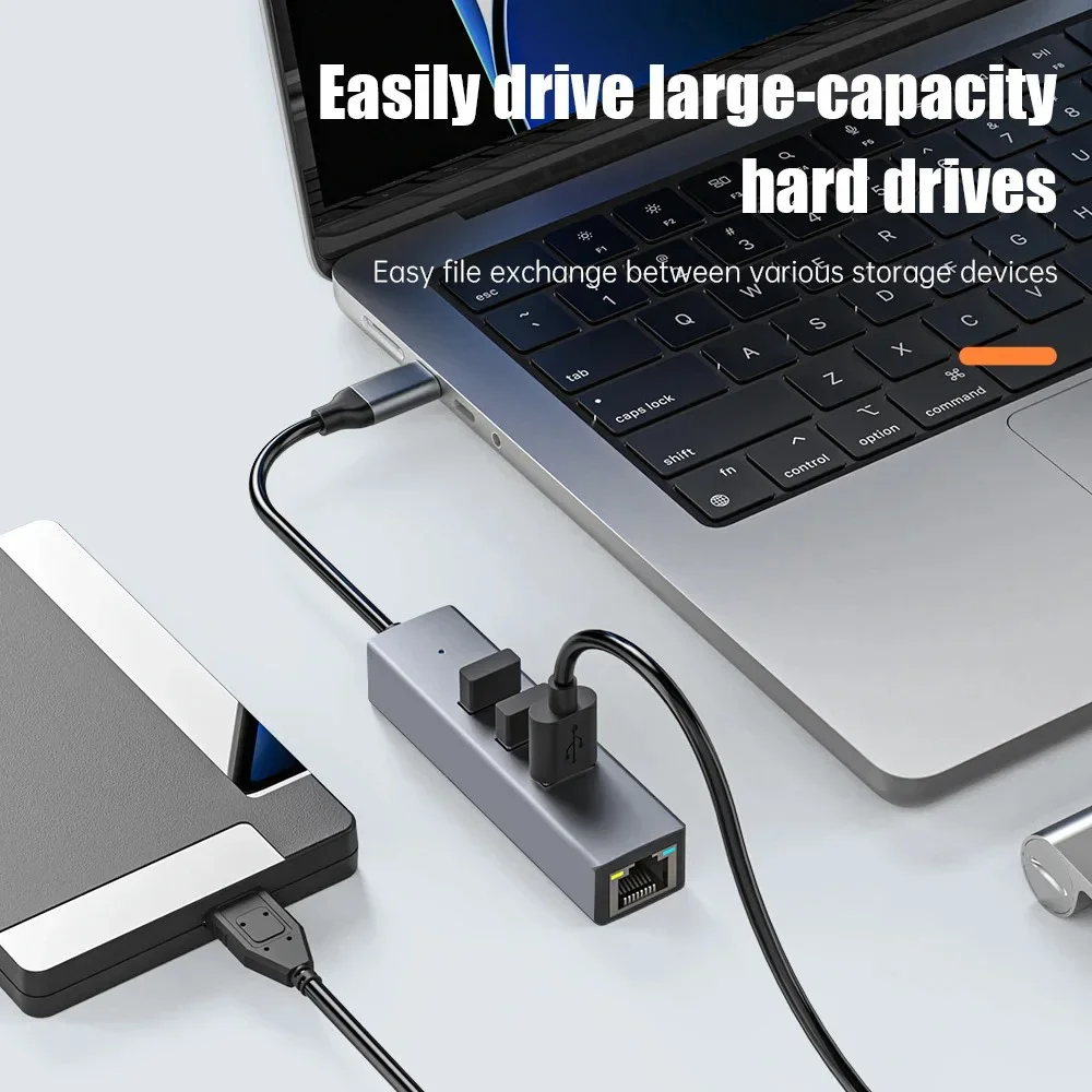 

4-в-2 USB 3.0 HUB Type C HUB с проводным портом Gigabit Ethernet USB-концентратором 5 Гбит/с Передача данных USB-адаптер OTG для ПК, ноутбука