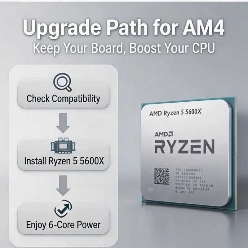 Ryzen 5 5600X Unlocked Desktop CPU 6‑Core 12‑Thread 4.6GHz 65W Socket AM4 Tray Without cooler