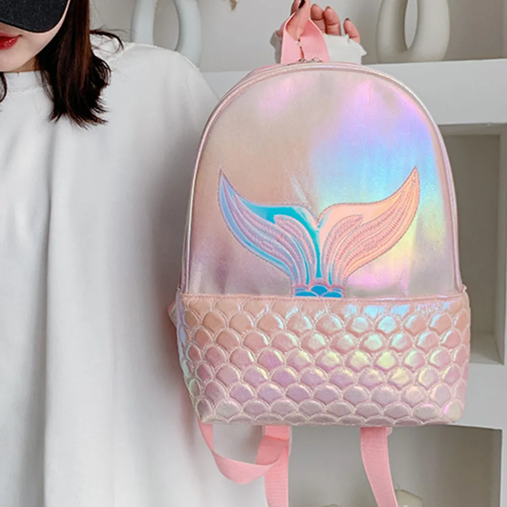 

Cartoon School Backpack for Girls Mermaid Tail Pattern Kids Travel Bag Adjustable Shoulder Strap Lovely Gift for Elementary