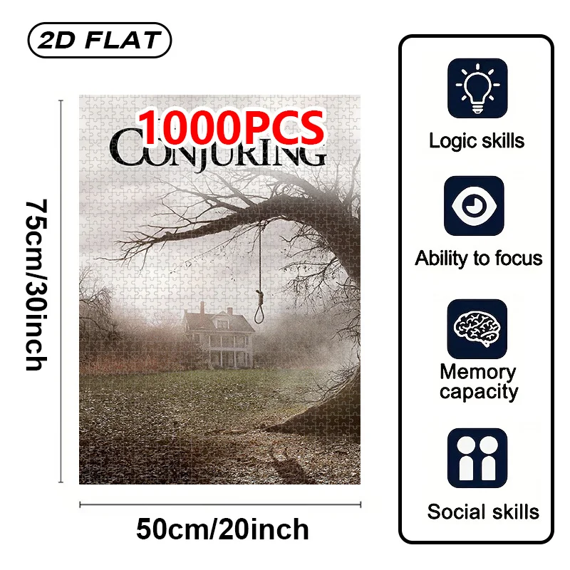 1000pcs "The Conjuring" Movie Puzzle - Officially Licensed Puzzle Game with Iconic House, Trees & Hanging Scene, Large 20x30 I