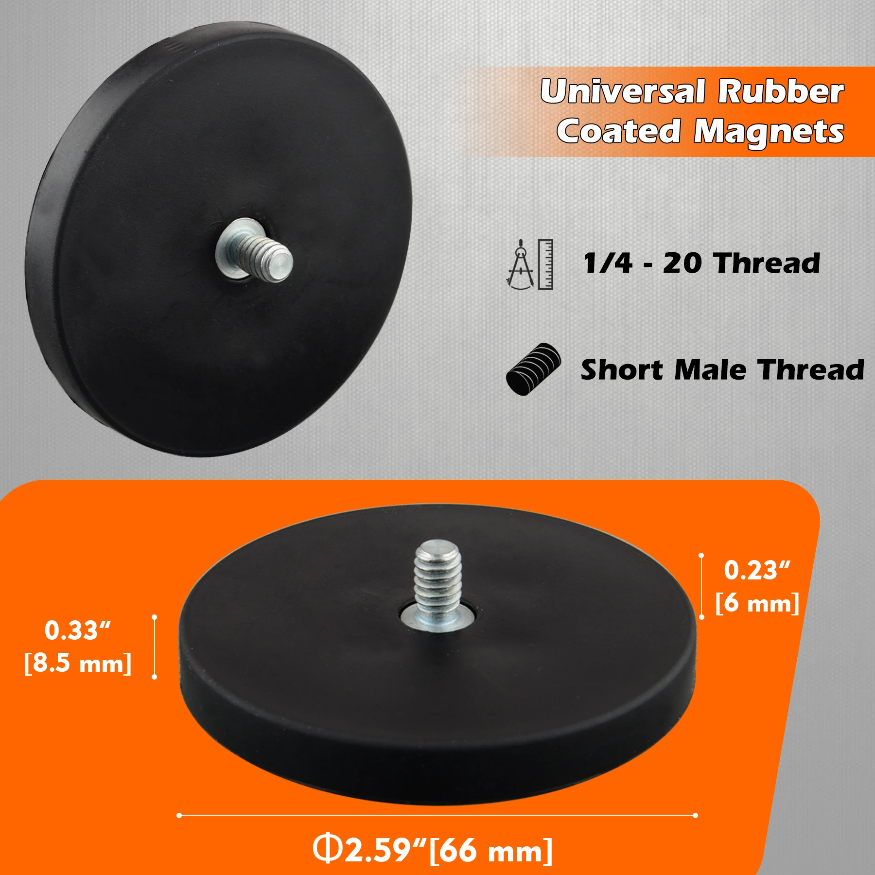 Heavy Duty Strong Magnetic Magnet with 1/4-20 Male Threaded Stud for Camera and Tripods Phone Holder LED Lights Bases