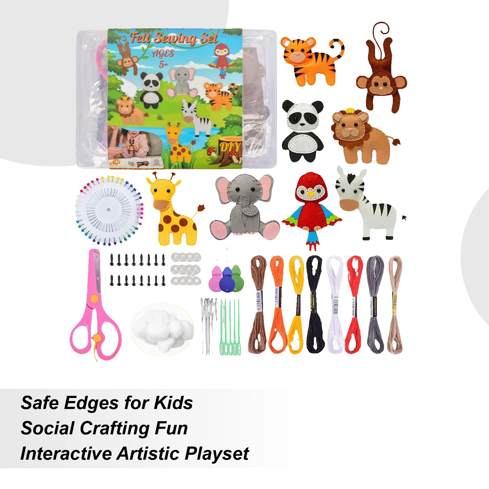 Felt Crafting Set Family Interaction Cartoon 3D Felt Animal Craft Set for Bedroom Studio Living Room Party Classroom Boys Girls