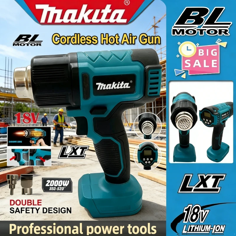 

Makita 550°C Temperature Control Heat Gun Cordless Handheld Hot Air Gun And LED Display Soldering Thermal Blower Tool