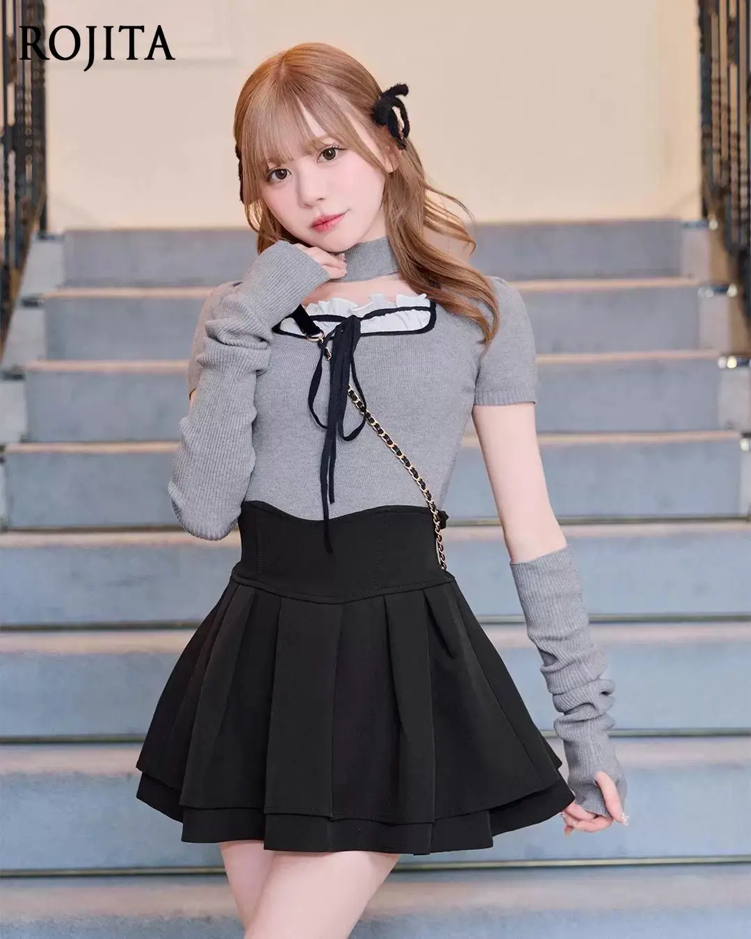 Japanese Harajuku Style Sweet Girl Woolen Skirt 2026 New High Waist Slimming Elegant Black Puffy A-line Short Skirt for Women