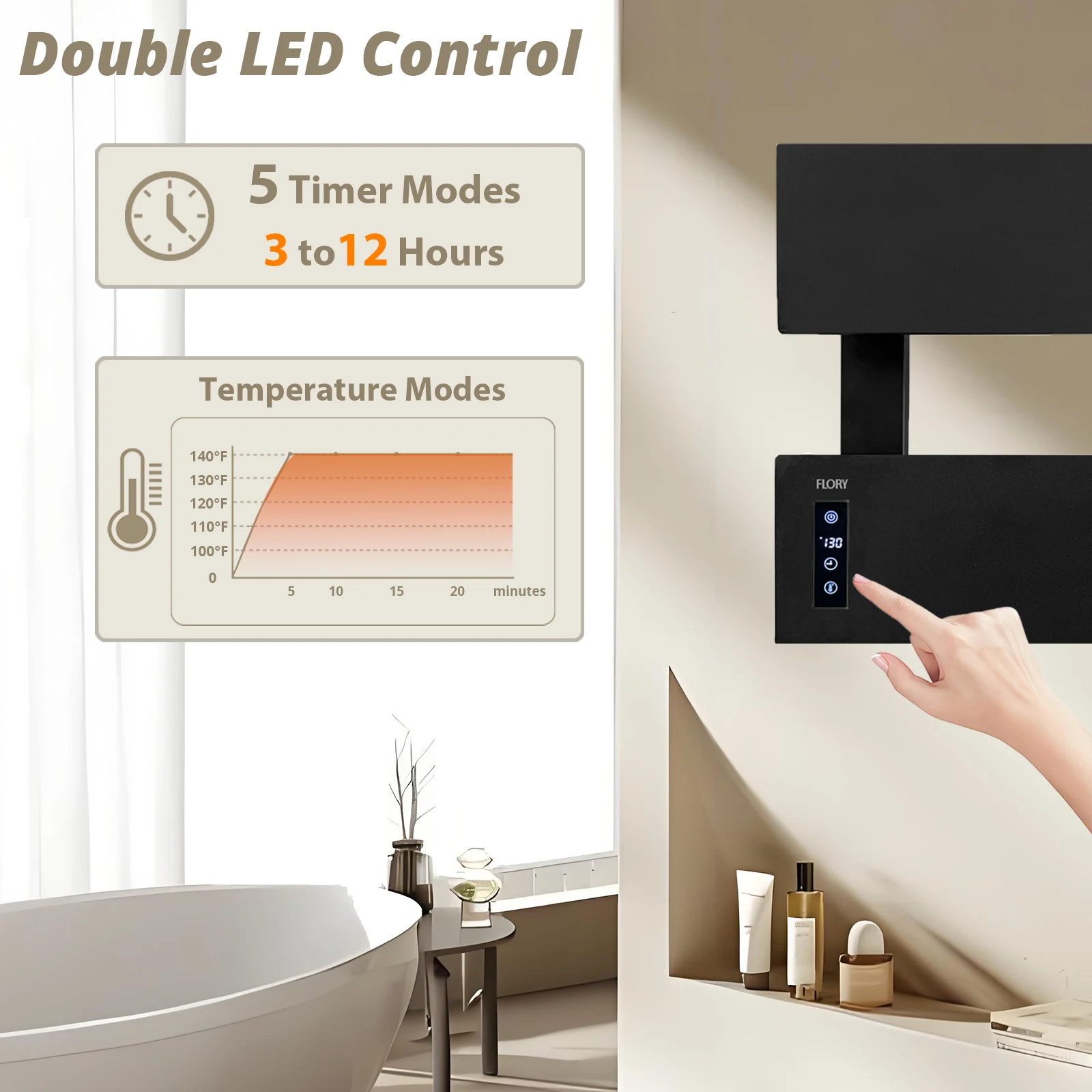 Luxury Hot Towel Drying Smart Wall Mounted Electric Towel Warmer Rack with LED Screen for Bathroom