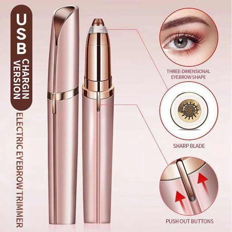 Portable Electric Eyebrow Trimmer USB Rechargeable Pencil Face Hair Remover For Women Beginners Eyebrow Shavers