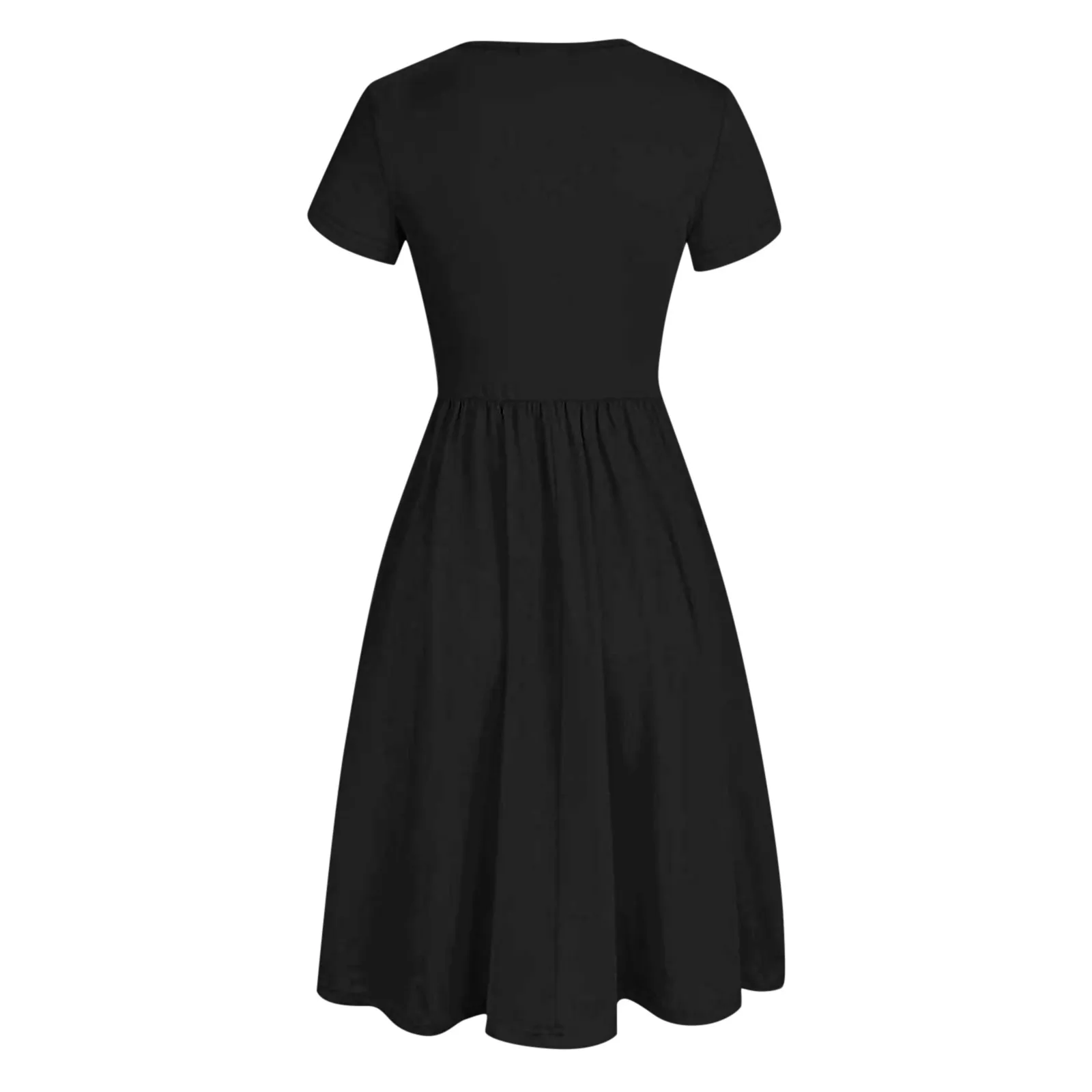 Boho Women Button Summer Dress manica corta abiti al ginocchio con tasca Casual tinta unita abiti femminili Robe Femmes