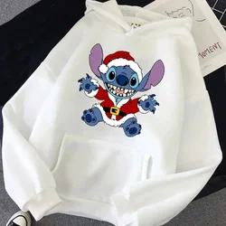 Disney Male Sweatshirts Pocket Christmas Stitch Pattern Loose Clothing Cozy Daily Men Hoodies Autumn Winter Popular Pullover