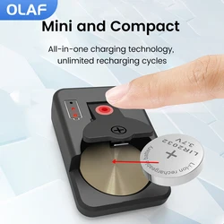 Olaf Rechargeable Battery Charger For LIR1025/1220/1254/1620/1632/2016/2025/2032/2430/2450 Coin Lithium Batteries Type C Charge