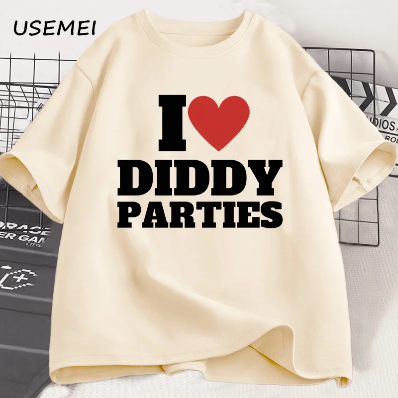 I Love Diddy Parties T Shirt Men's Funny Offensive Sarcastic Novelty T-Shirt Men Women Cotton Short Sleeve Round Neck Tshirt Top