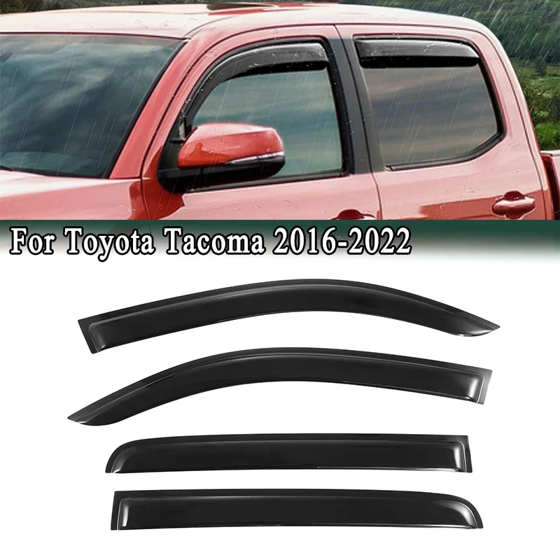 For Toyota Tacoma 2016-2022 Side Window Exterior Rain Awnings Shelters Windowsheild Wind Sun Visor Ventilation Guard Deflector