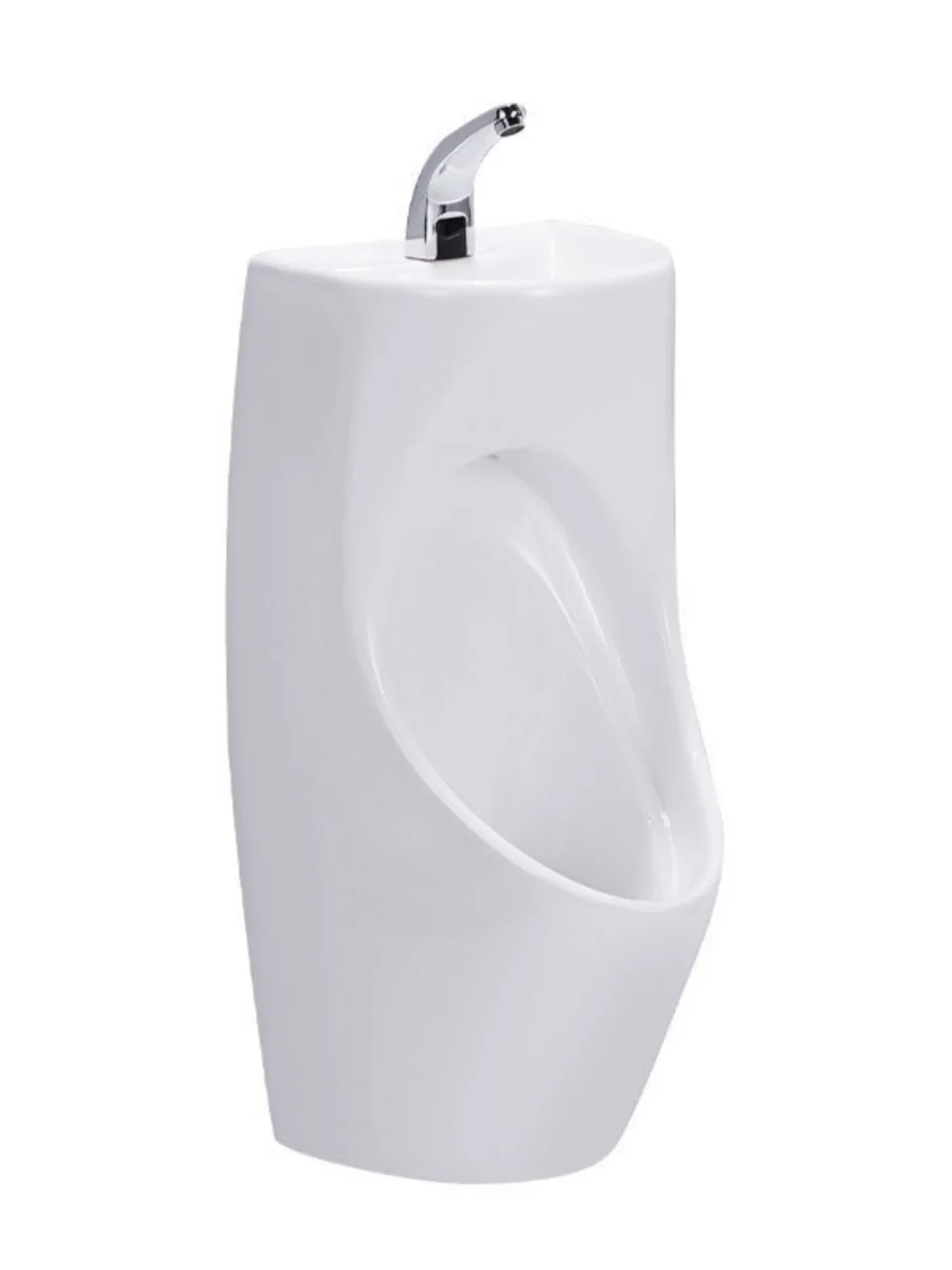 Wall-mounted ceramic urinal with wash basin