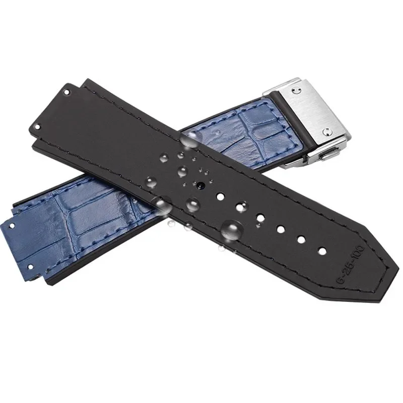 Watch Band For Hublot Big Bang Genuine Leather 25mm*19mm Quick Release Interface Big Explosion Rubber Band Men's Watch Strap