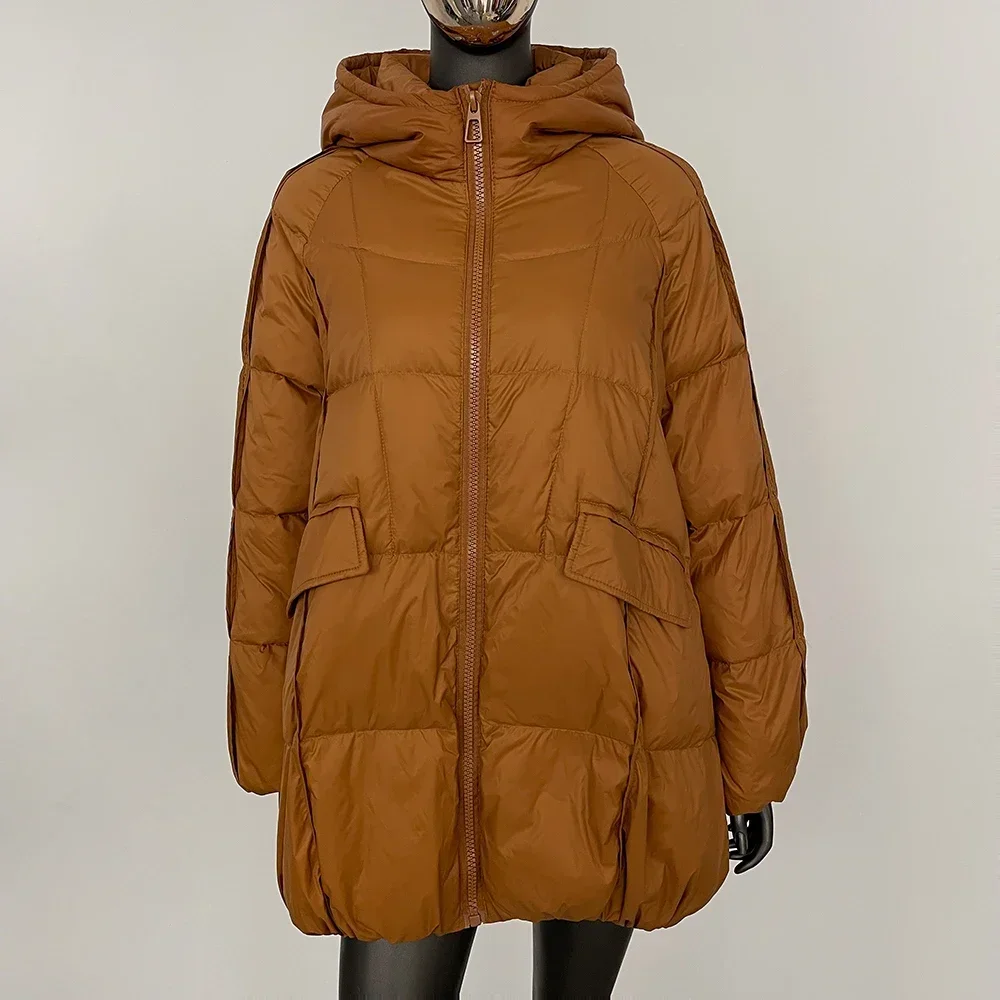 Marke 2024 Winter Frauen 90% weiße Enten Daunen jacke mit Kapuze lose übergroße Puffer mantel Herbst dicke warme Outwear weibliche Parkas