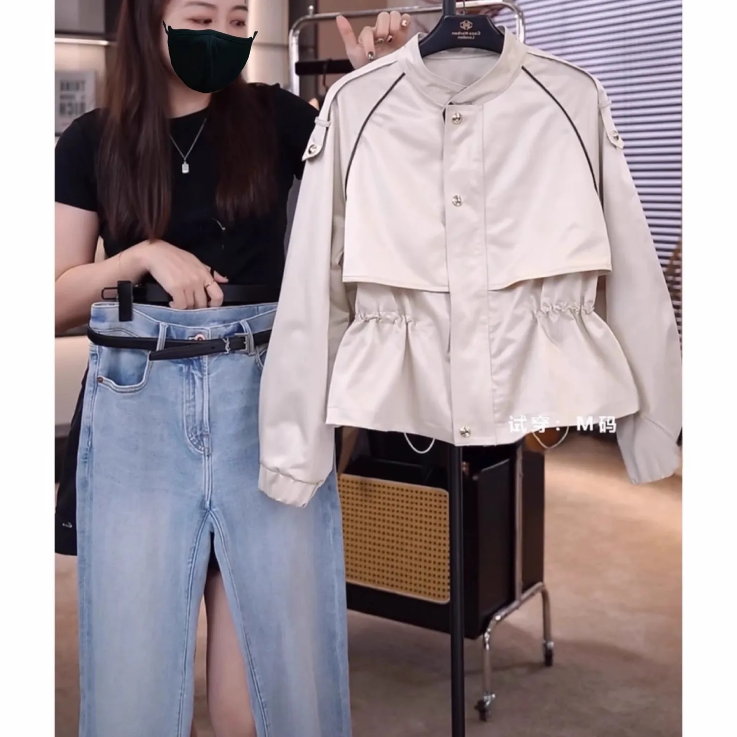 

Coats For Women Women'S Trench Practical Look European-American Thermal Protective Girl Portable Rainwear Colorblock Literary