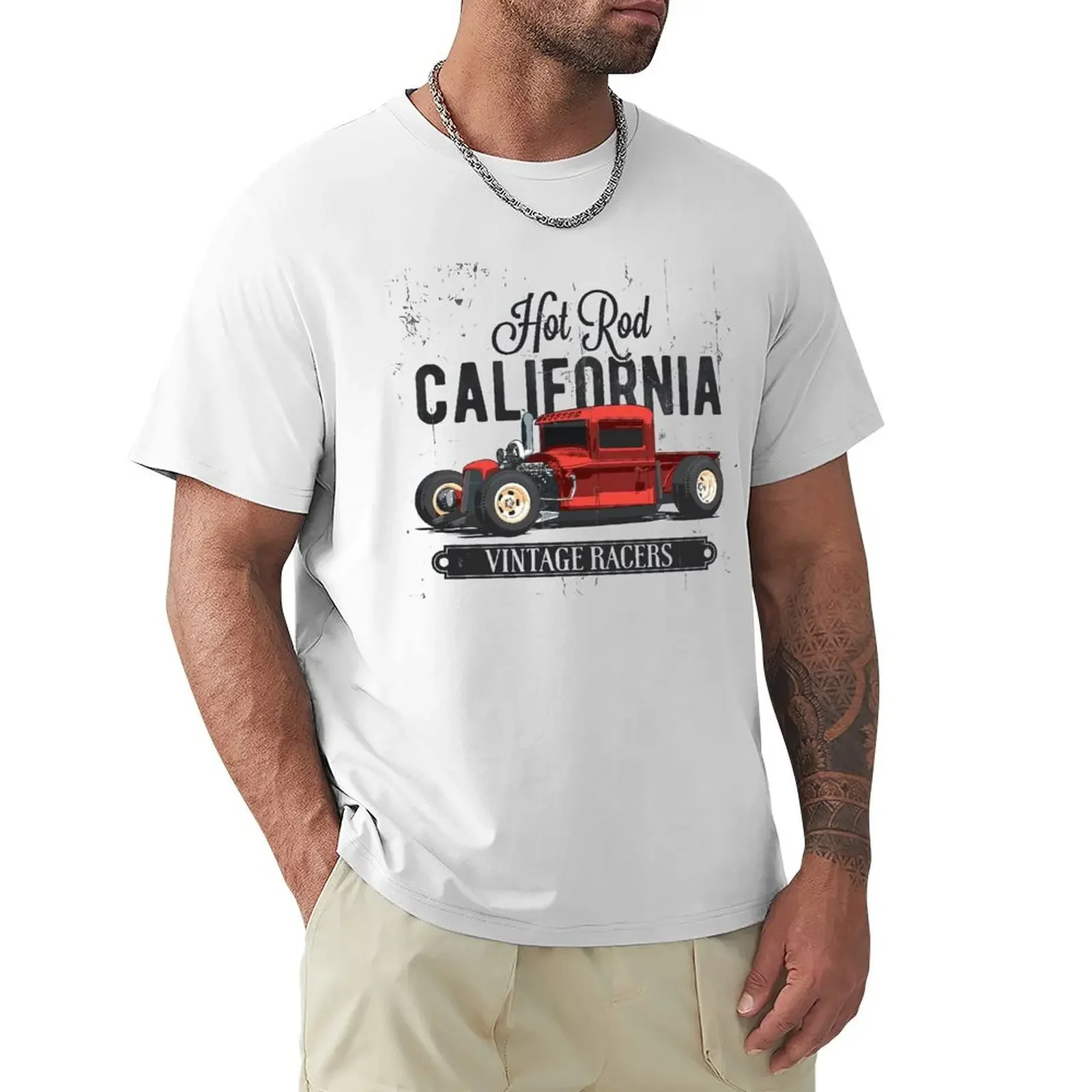 Hot Rod California Vintage T Shirt Harajuku Short Sleeve T-shirt 100% Cotton Graphics Tshirt Tops