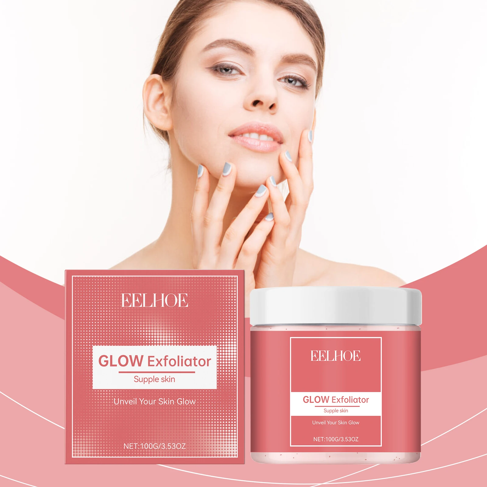 GLOW Exfoliator - 100g/3.5oz Facial & Body Scrub for Radiant Skin - Gentle Physical Exfoliator to Reveal Supple, Glowing Skin