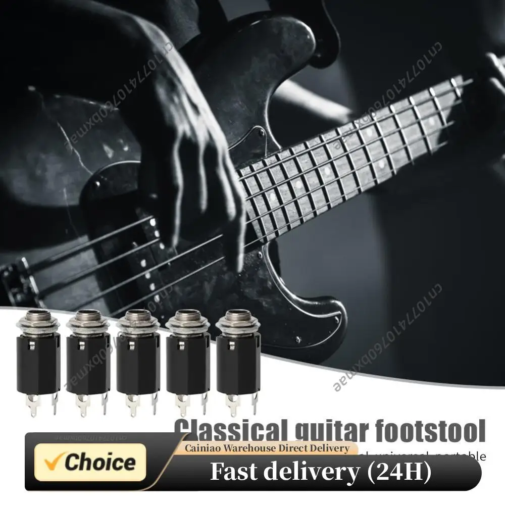 Gitarren-Stereo-Ausgangsanschlüsse, 5 Stück, solide Gitarren-EQ-Buchsen, 6,35 mm Stereo-Tonabnehmer-Buchsen, weibliche Ausgangsanschlüsse