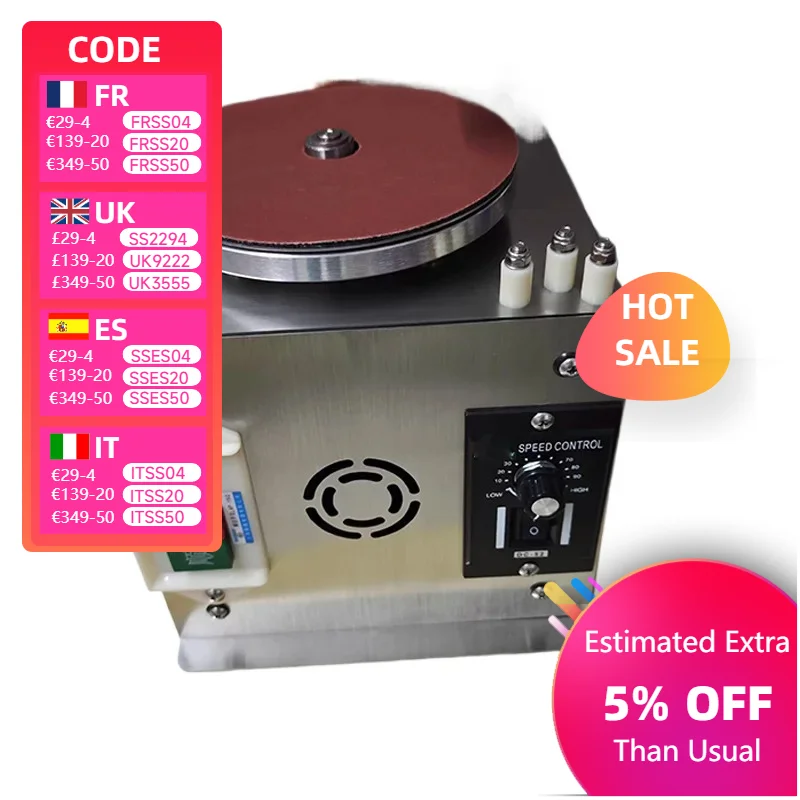 

220V Mini Bench Disc Sander Sanding Roller Electric Edge Sharpener Variable Speed Self-adhesive Benchtop Grinding Machine