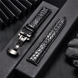 Crocodile Pattern Business Casual Black Brown Genuine Leather Watch Band Butterfly Buckle Bracelets 18mm 20mm 22mm 24mm Straps