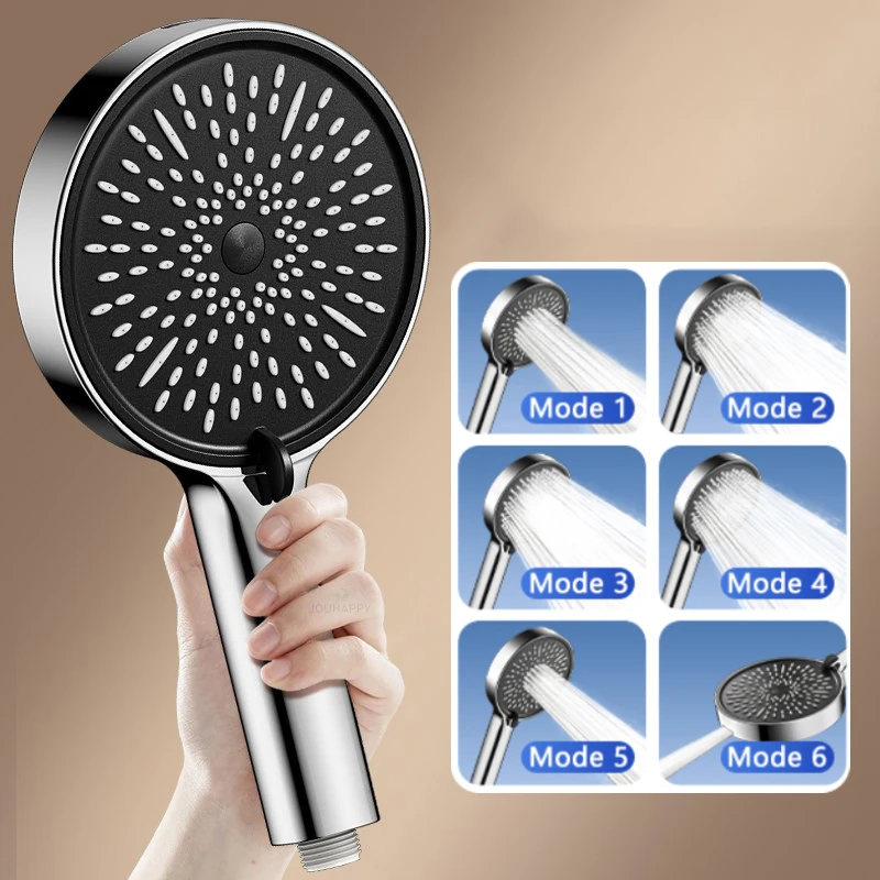 

High Pressure Shower Head with Large Flow Spray 6 Jet Modes 15CM Big Panels Adjustable Shower Head Hotel Bathroom Accessories