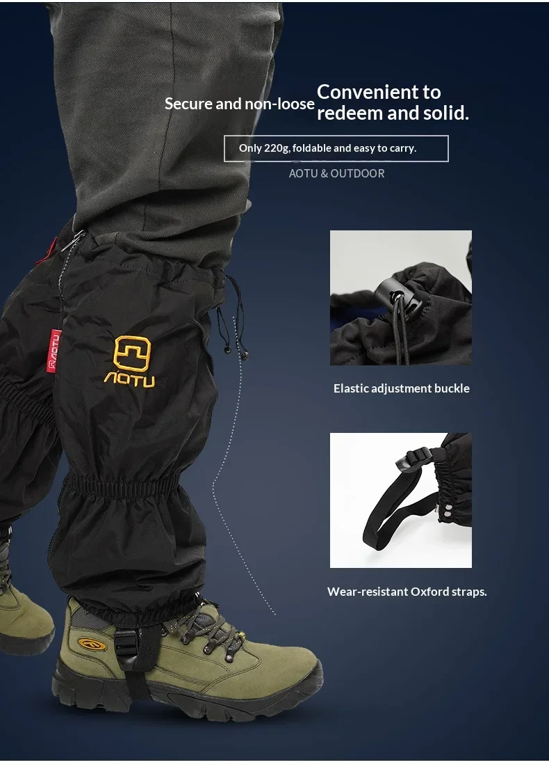 Esquí al aire libre, cubierta para la nieve, senderismo para hombres y mujeres, montañismo, serpiente a prueba de nieve, protector para piernas a prueba de arena, cubierta para los pies