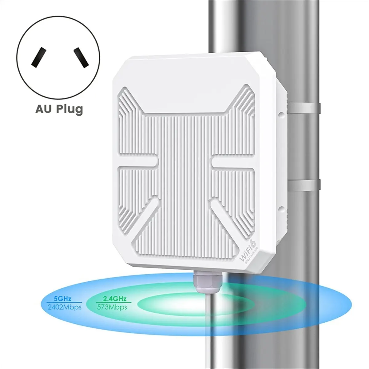 ABGZ WiFi 6 AX3000 Dual-Band Long Range Outdoor AP with PoE and IP67 Waterproof 2.4GHz 5GHz Wireless AP Outdoor Router (AU)