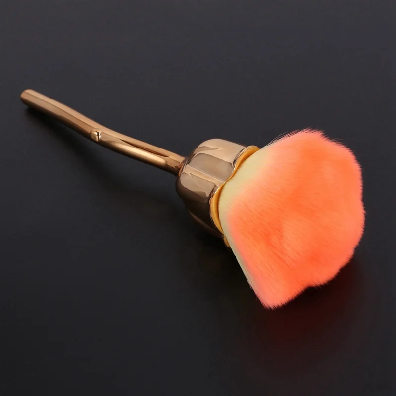 AA20-3X Nail Dust Brush Pink Rose Brush Nail Art Cleaning Brush Blush Powder Brush(Gold)