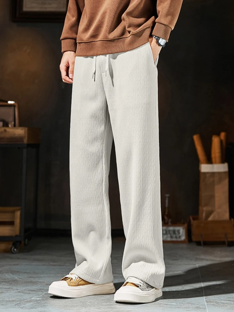 

Men's Corduroy Pants Fashion Chenille Thick Comfortable Drawstring Sweatpants Casual Straight Loose Male Trousers