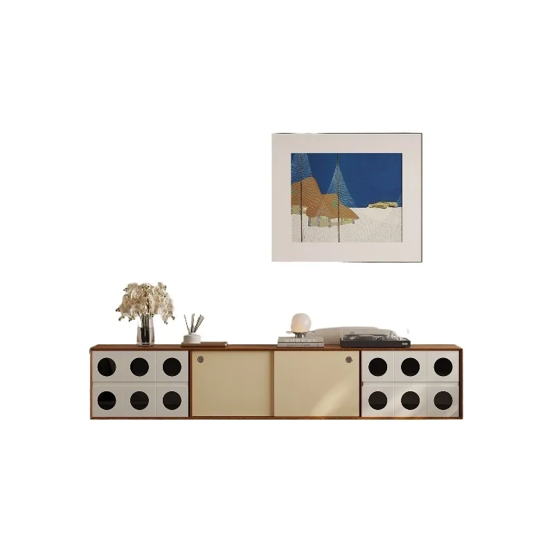 

Medieval small apartment living room TV cabinet light luxury high-end floor TV cabinet household