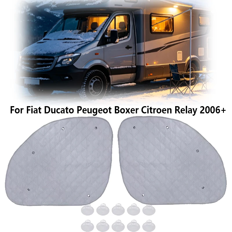 2 шт. термошторок для передних окон для Fiat Ducato, Peugeot Boxer, Citroen Relay 2006+ – изоляционный чехол для кабины, автомобильный аксессуар