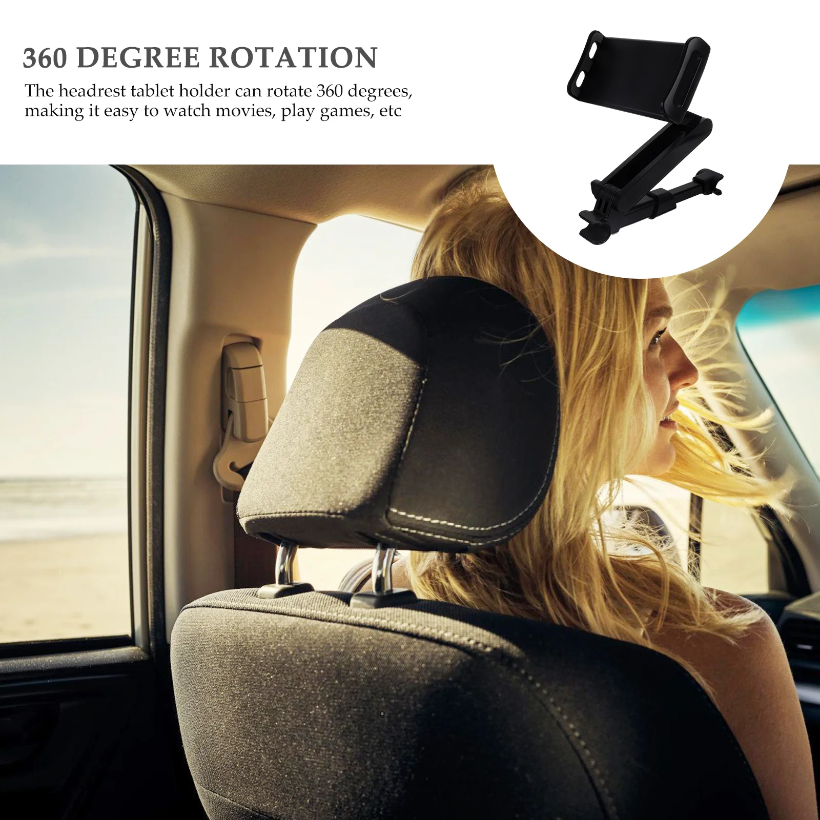 

Rear Car Seat Tablet Holder Phone St 360 Degree Rotation Black TPU Adjustable Length Sturdy Reliable Compatibility Phones