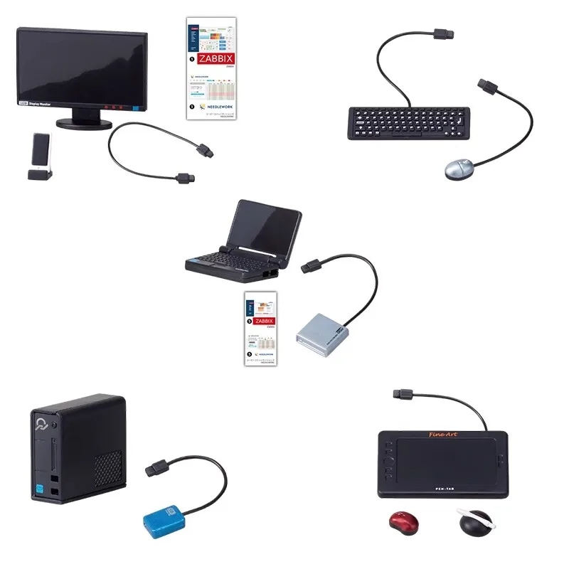 الأصلي Gashapon لعبة الكبسولات الشكل أنيمي Mini Zabbix يده لعبة كمبيوتر وحدة التحكم عرض لوحة المفاتيح نموذج مصغر