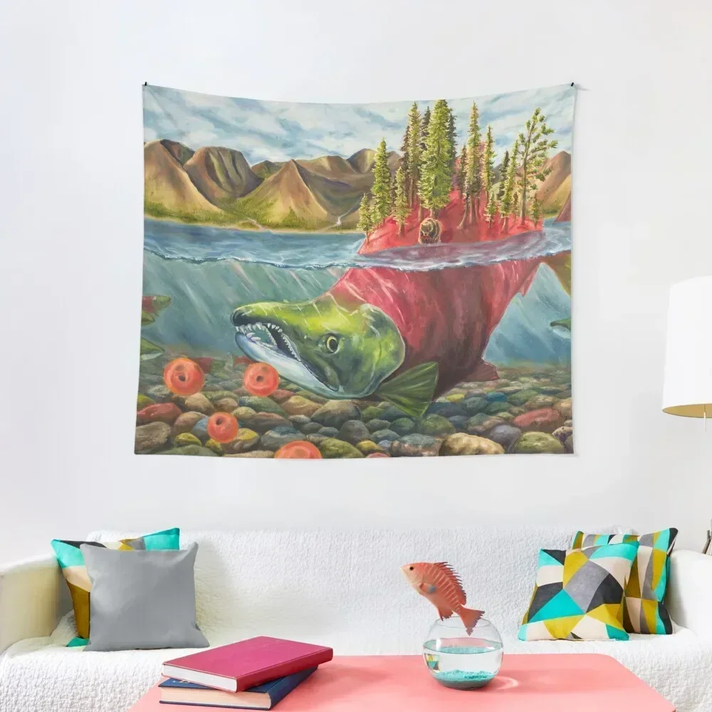 

Sockeye Salmon one with Bristol Bay Tapestry Decorations For Room Decor For Bedroom Tapestry