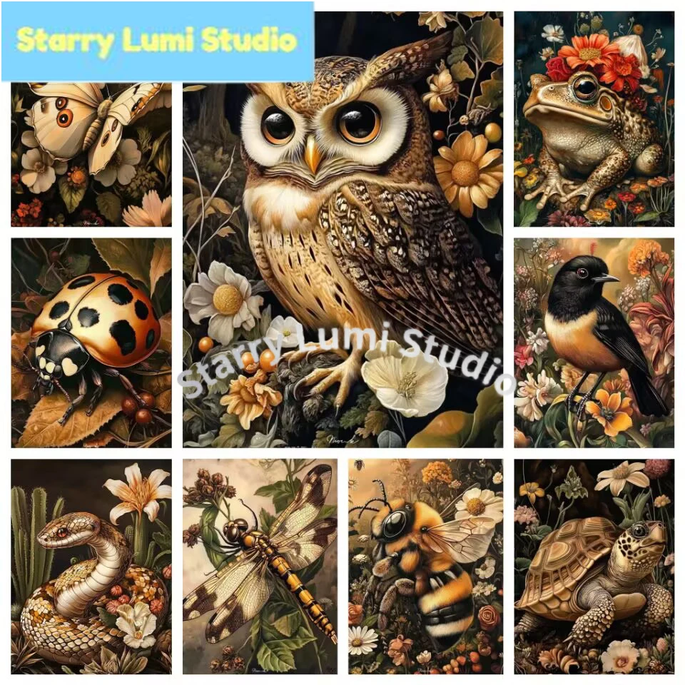 Full Diamond Painting Animal Owl Butterfly Turtle 5d Diy Diamond Mosaic Landscape Home Decorative Rhinestone Pictures Craft Kit