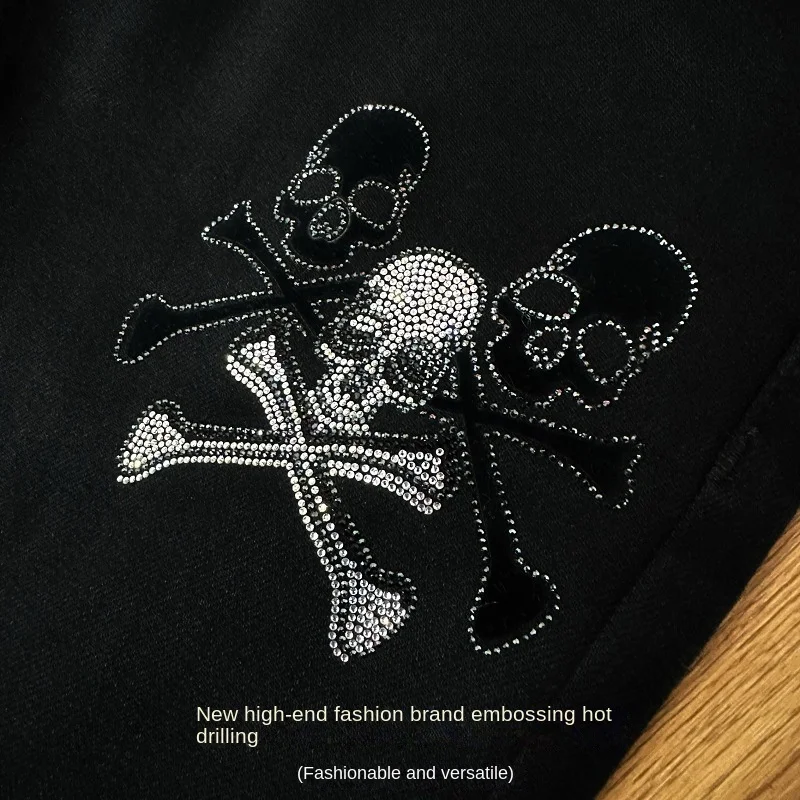 Black Ripped Denim Trousers Men's High-End Street Fashion Printing Design Slim Fit Feet 2024 New Men's Pants