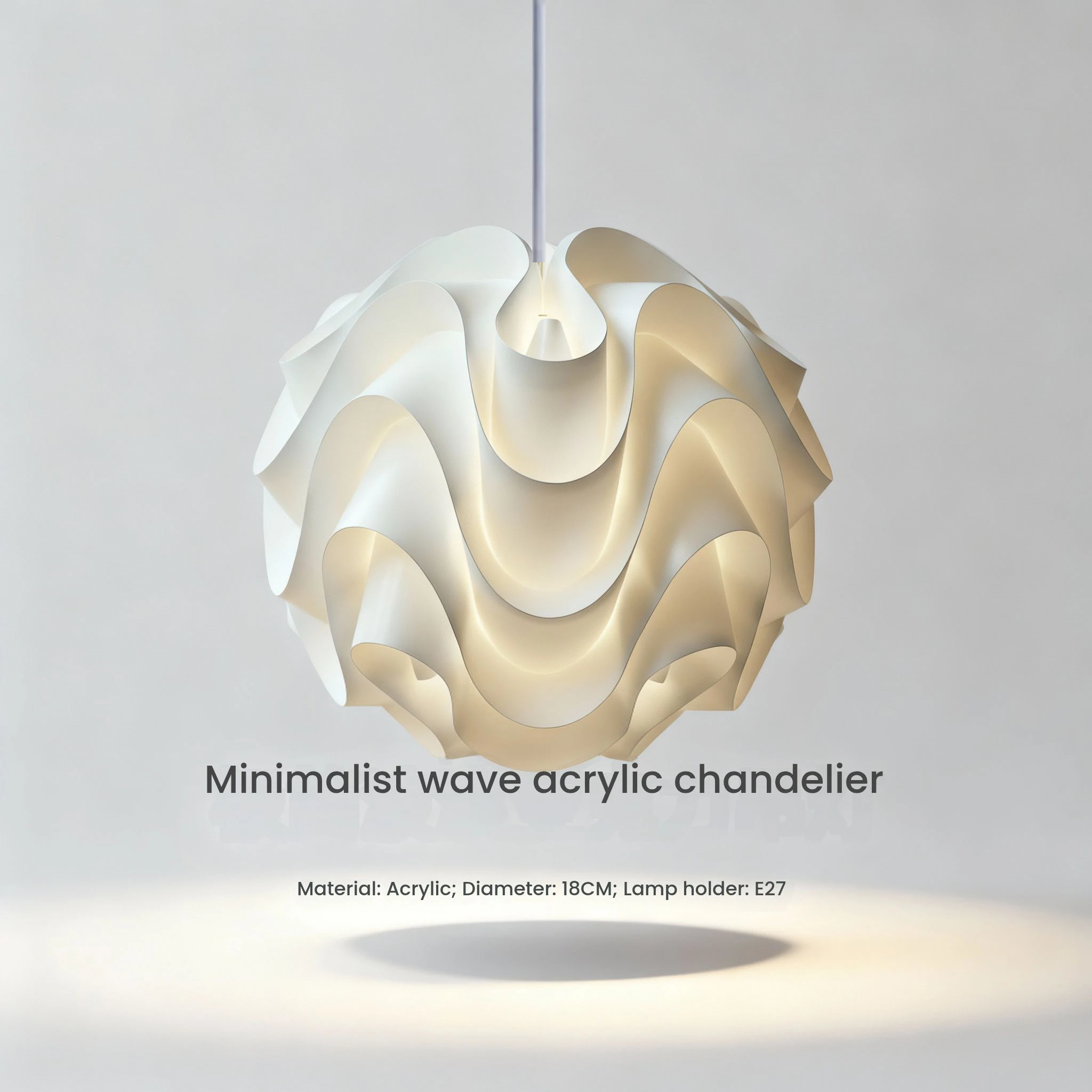 ضوء قلادة أكريليك بسيط على شكل موجة مع مقبس E27 مثالي لغرف النوم #1