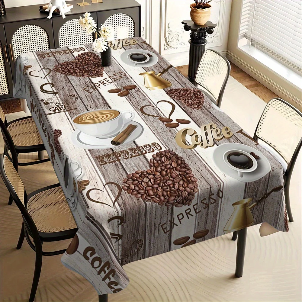 【1PC】Wooden-appearing and richly fragrant comfortable mosaic pattern polyester tablecloth, suitable for familieszyc